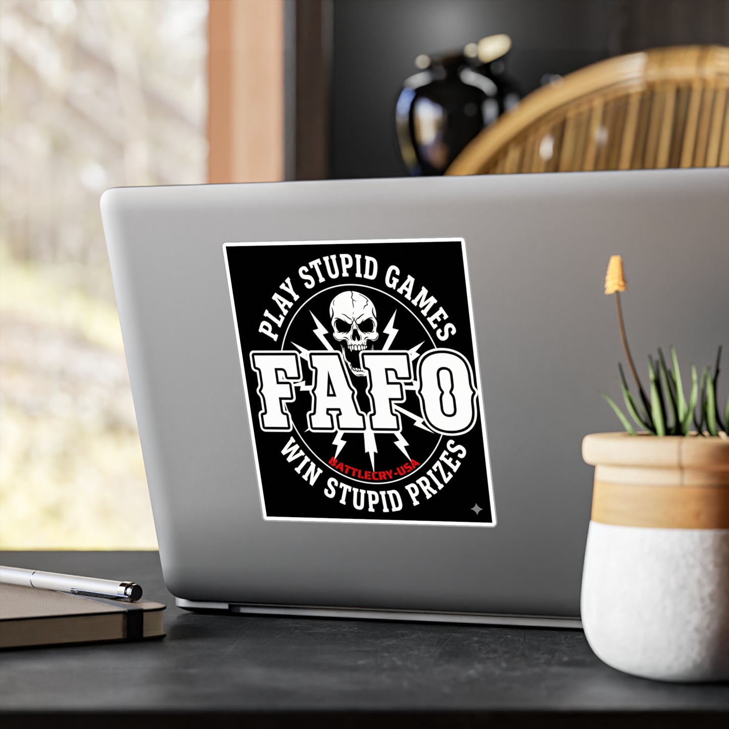 FAFO Skull Sticker — "Play Stupid Games, Win Stupid Prizes" Kiss-Cut Vinyl Decal