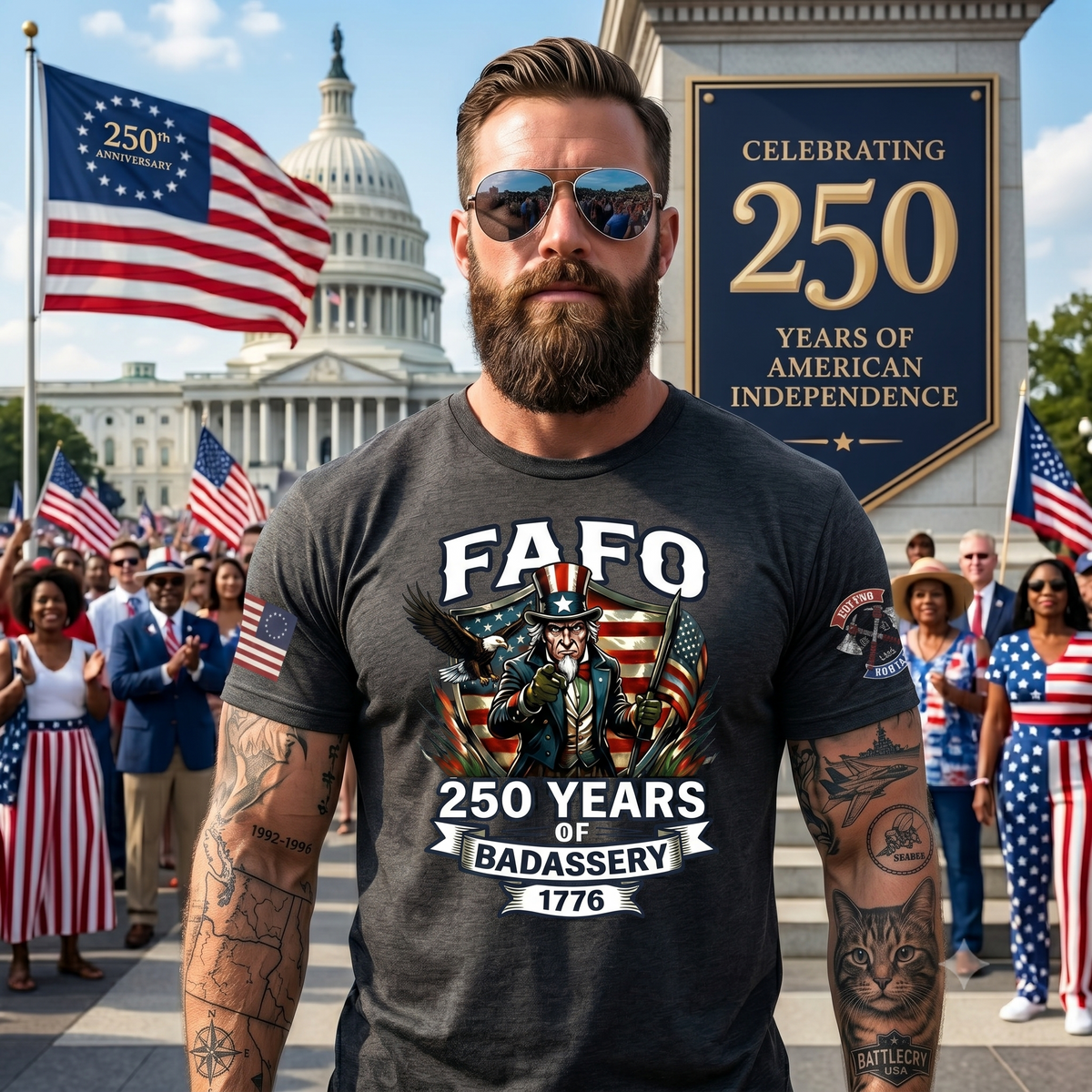 250 UNCLE SAM & BADASSERY UNISEX